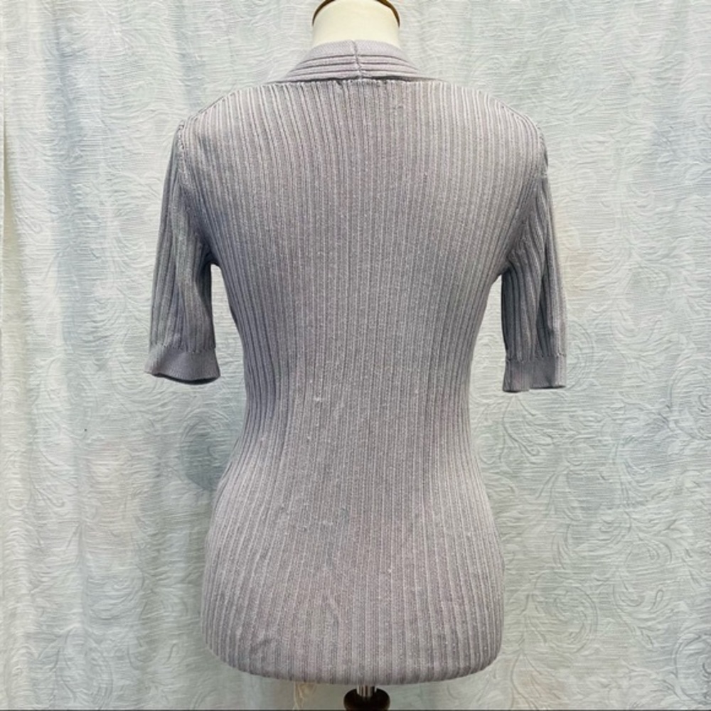 Brooks Brothers S/S Ribbed Cardigan in Cloud - Picture 5 of 10